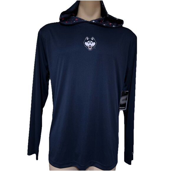 NEW Connecticut UConn Huskies Colosseum Performance Hooded Shirt Men's L - Picture 1 of 7